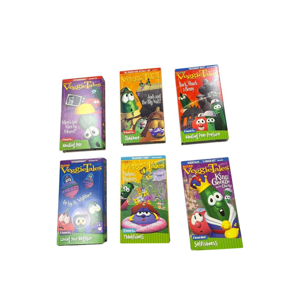 VTG Veggie Tales Lot of 6 VHS tapes. Madame Blueberry, Rack Shack and Benny